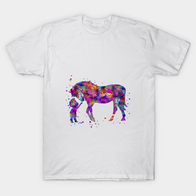 Little boy and horse T-Shirt by RosaliArt